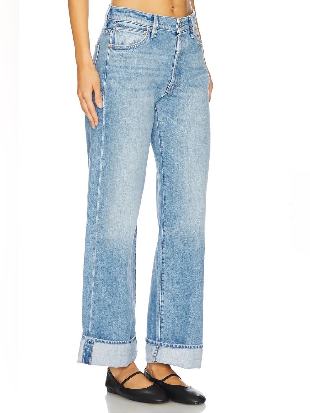 NWT MOTHER SUPERIOR Jeans Lil’ Doger Button Hover Cuff Funk Flair Blue Size 29 - Picture 13 of 13